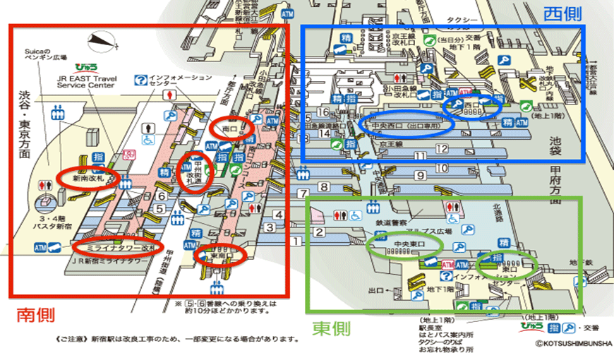 新宿站内立体图，不用细看，看大方向即可
